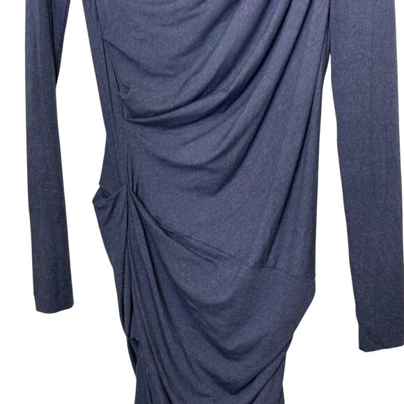 Nicole Miller Studio Made in the USA Blue Size Medium Faux Wrap Ruched Dress - Picture 4 of 8